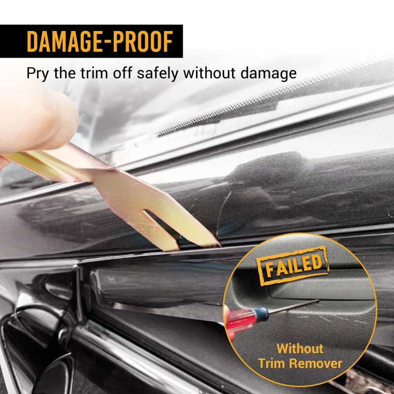 EWK 4 Pcs Metal Trim Removal Tool Set, Car Door Panel Clip Puller, Audio Board, Windows Pry Kit - Image 4